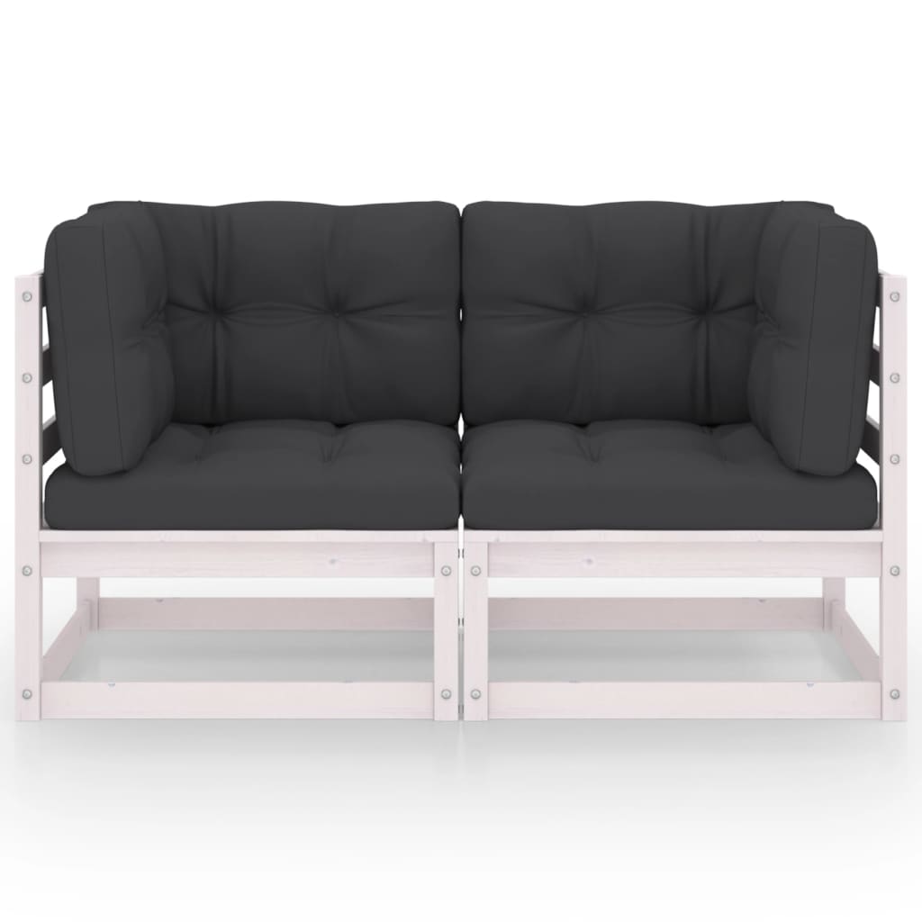 vidaXL 2-Seater Garden Sofa with Cushions Solid Wood Pine