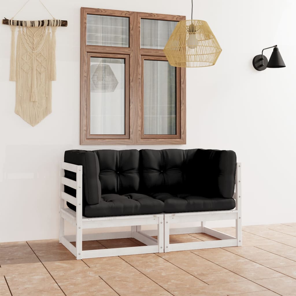 vidaXL 2-Seater Garden Sofa with Cushions Solid Wood Pine