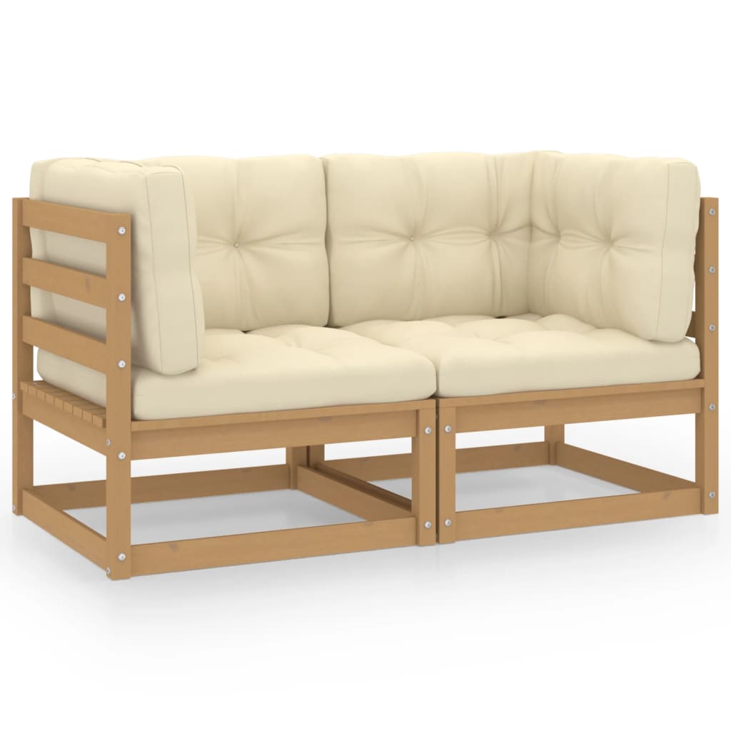 vidaXL 2-Seater Garden Sofa with Cushions Solid Wood Pine