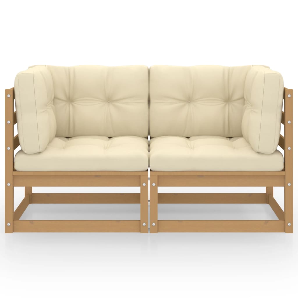 vidaXL 2-Seater Garden Sofa with Cushions Solid Wood Pine