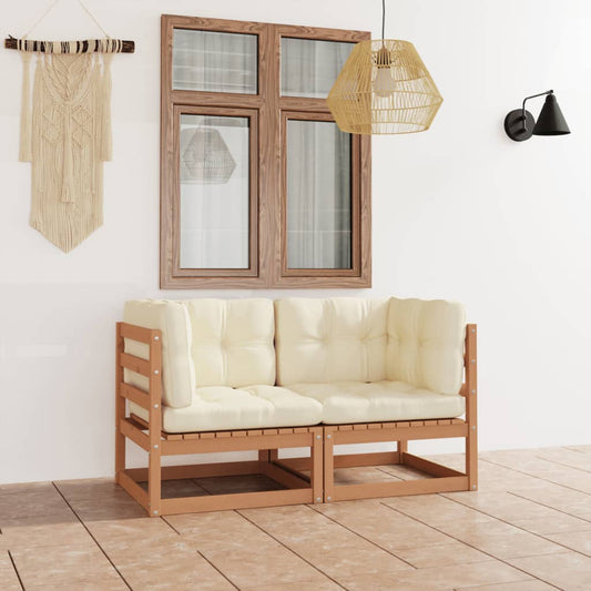 vidaXL 2-Seater Garden Sofa with Cushions Solid Wood Pine