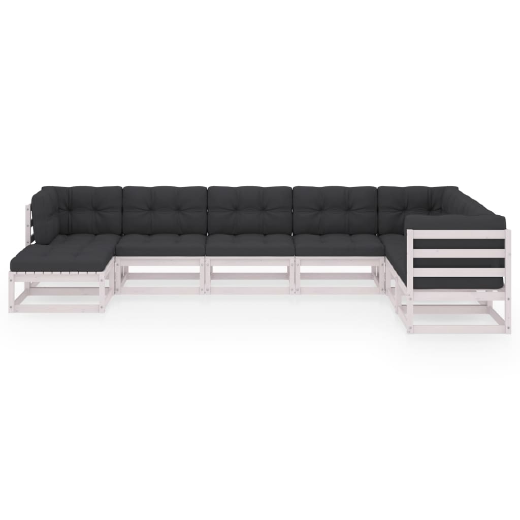 vidaXL 8 Piece Garden Lounge Set with Cushions Solid Pinewood