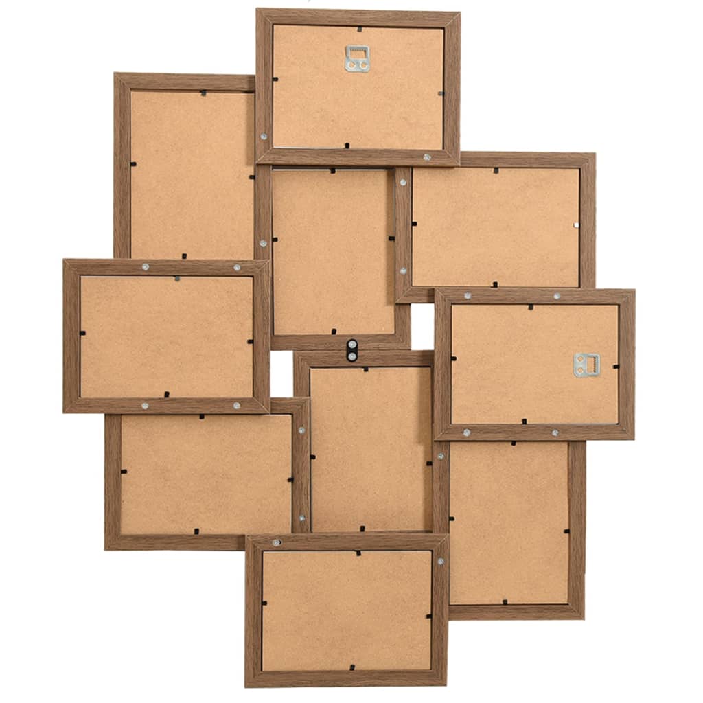 vidaXL Collage Photo Frame for Picture 10 pcs 10x15 cm Light Brown MDF