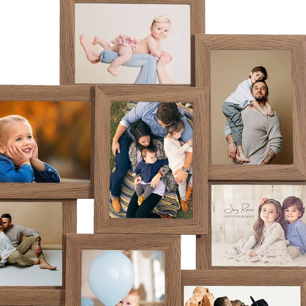 vidaXL Collage Photo Frame for Picture 10 pcs 10x15 cm Light Brown MDF