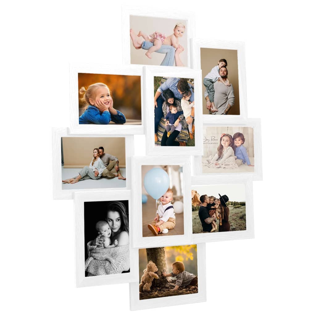 vidaXL Collage Photo Frame for Picture 10 pcs 13x18 cm White MDF