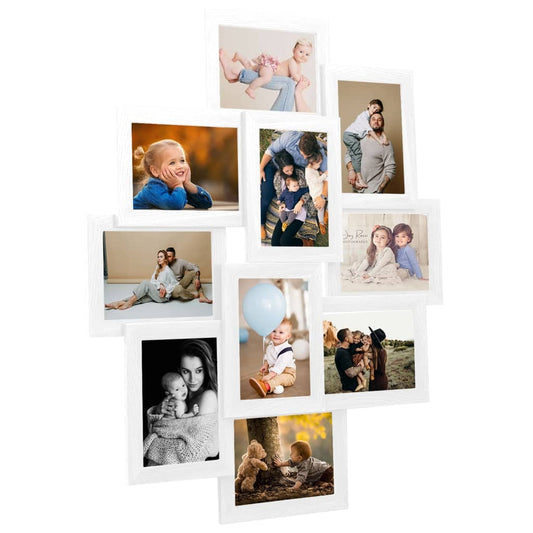 vidaXL Collage Photo Frame for Picture 10 pcs 13x18 cm White MDF