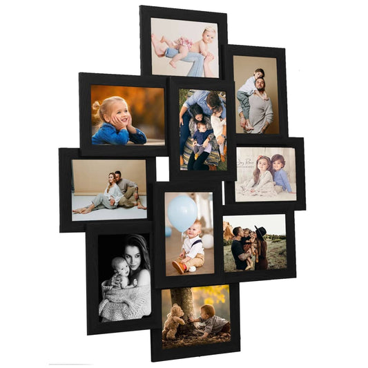 vidaXL Collage Photo Frame for Picture 10 pcs 13x18 cm Black MDF
