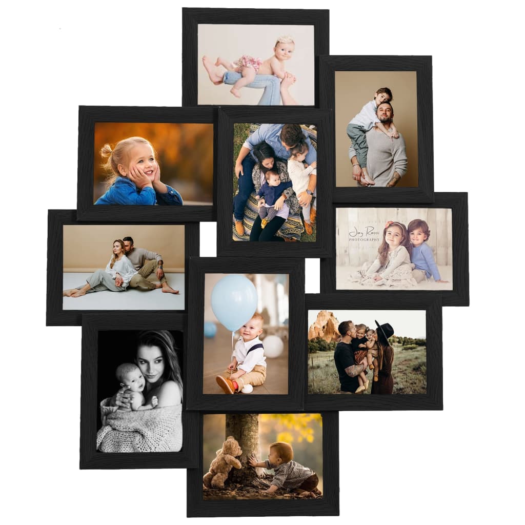vidaXL Collage Photo Frame for Picture 10 pcs 13x18 cm Black MDF