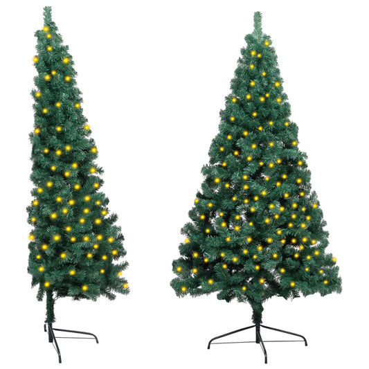 vidaXL Artificial Half Pre-lit Christmas Tree with Stand Green 210 cm PVC