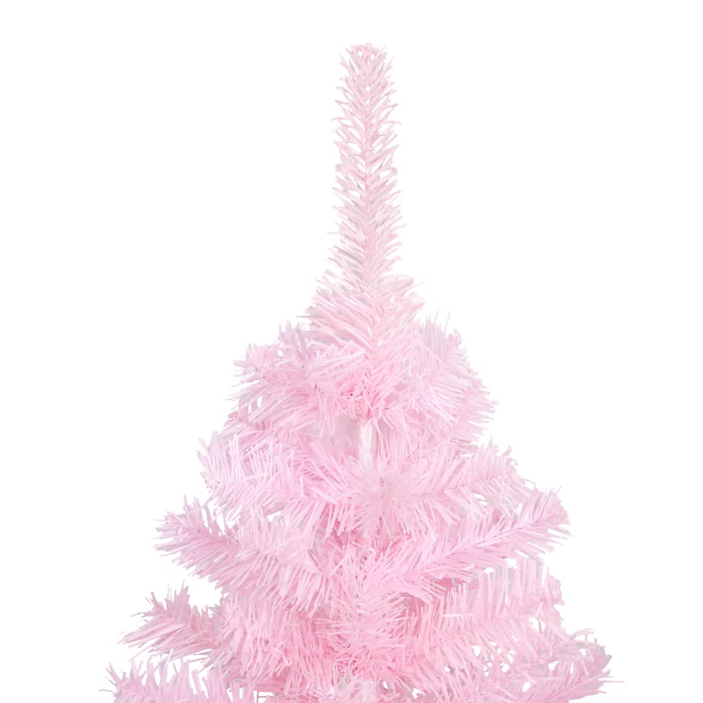 vidaXL Artificial Pre-lit Christmas Tree with Stand Pink 150 cm PVC