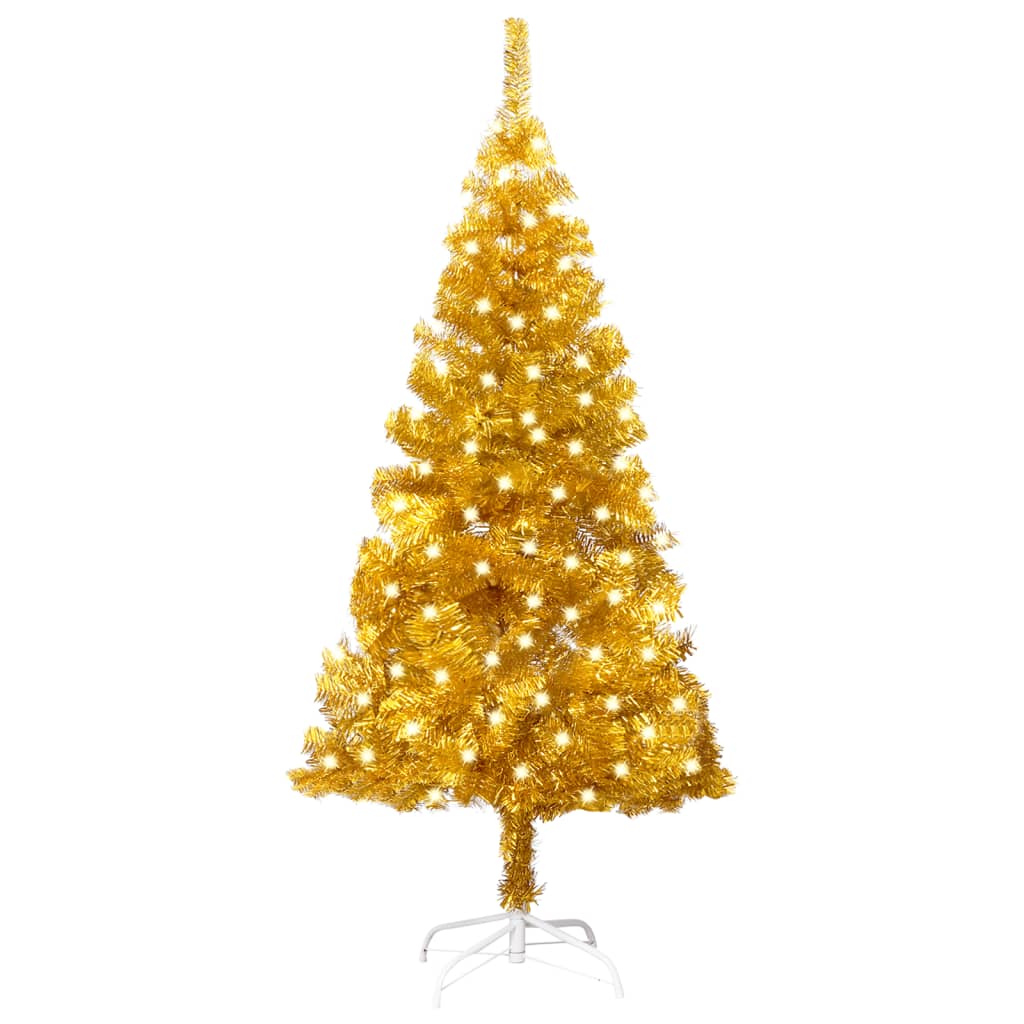 vidaXL Artificial Pre-lit Christmas Tree with Stand Gold 120 cm PET