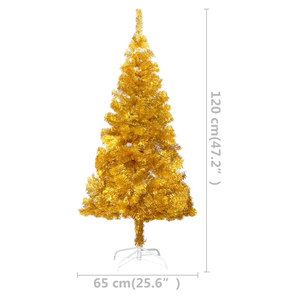 vidaXL Artificial Pre-lit Christmas Tree with Stand Gold 120 cm PET