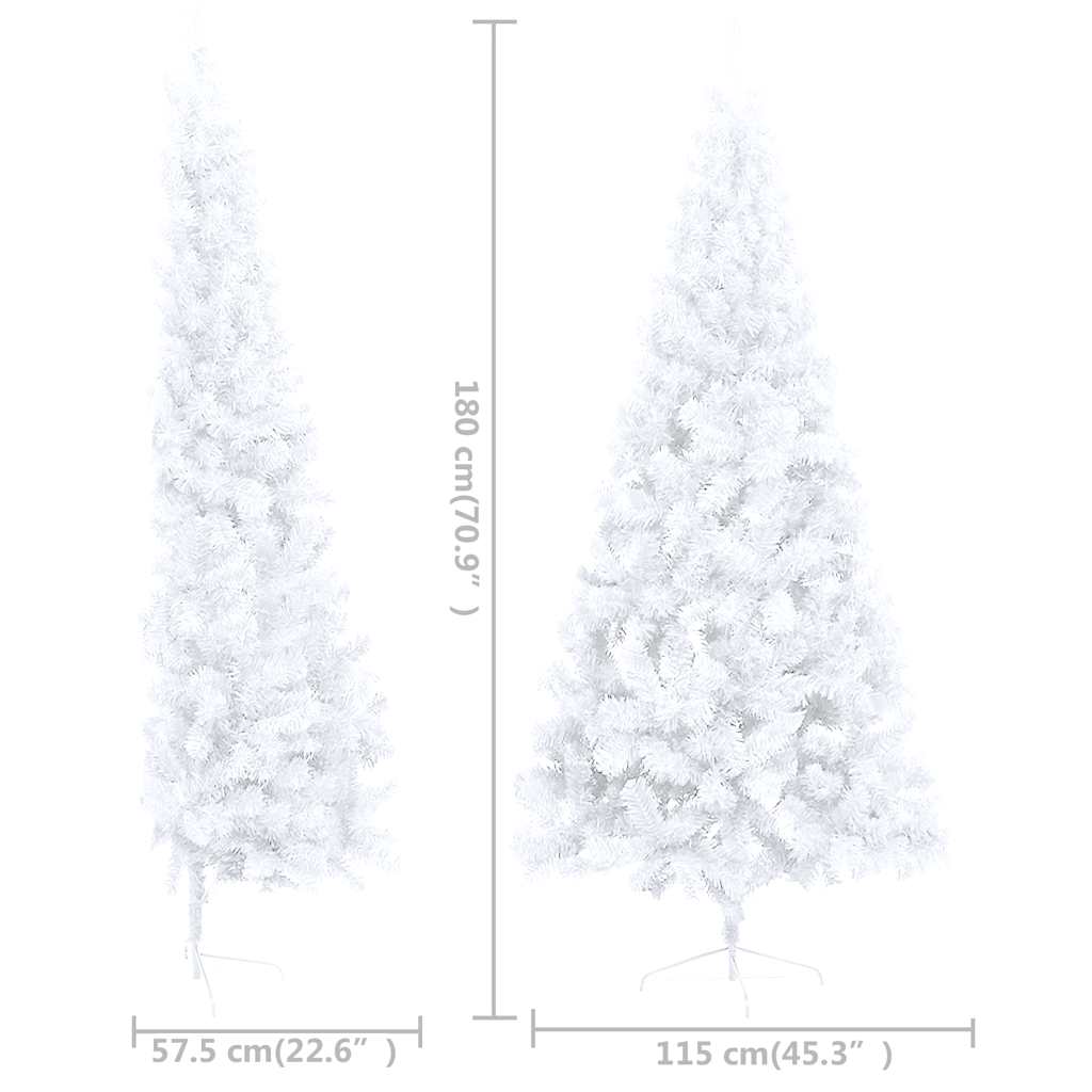 vidaXL Artificial Half Pre-lit Christmas Tree with Ball Set White 180 cm