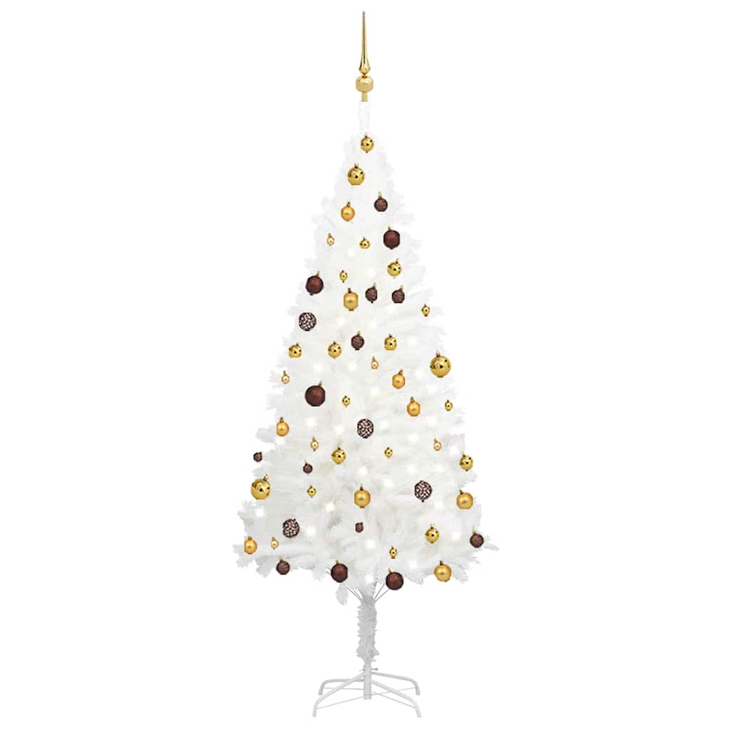 vidaXL Artificial Pre-lit Christmas Tree with Ball Set White 180 cm