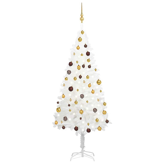 vidaXL Artificial Pre-lit Christmas Tree with Ball Set White 180 cm
