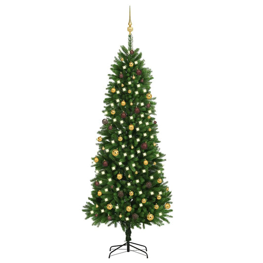 vidaXL Artificial Pre-lit Christmas Tree with Ball Set 240 cm Green