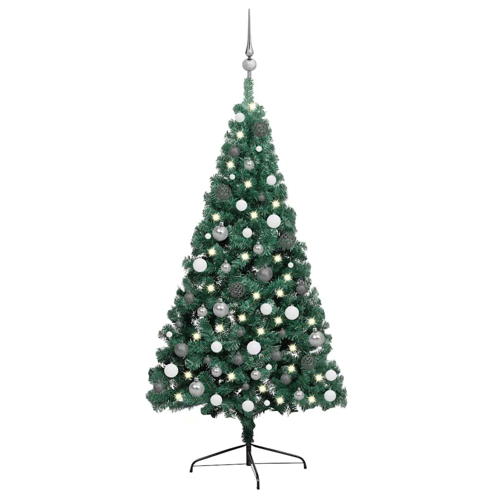 vidaXL Artificial Half Pre-lit Christmas Tree with Ball Set Green 240 cm