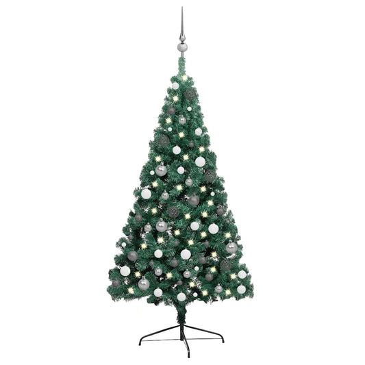 vidaXL Artificial Half Pre-lit Christmas Tree with Ball Set Green 240 cm