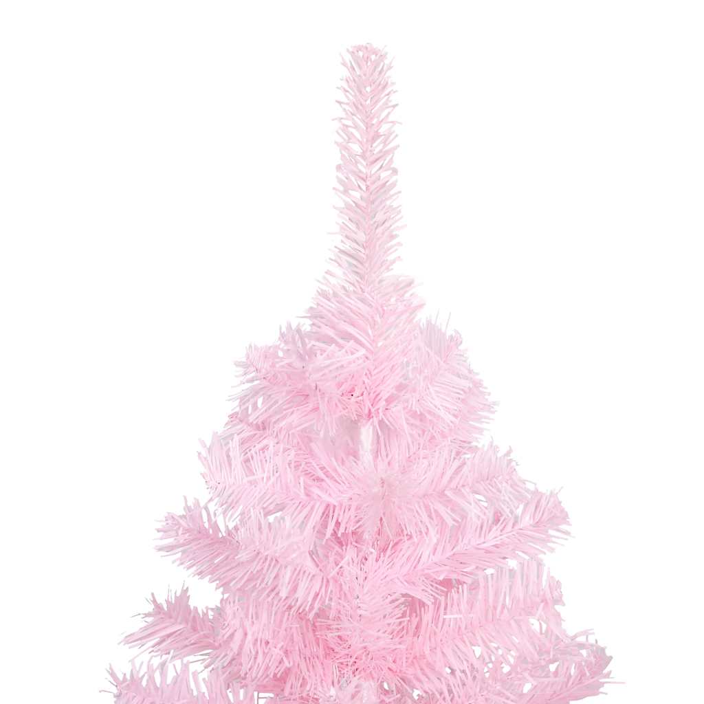 vidaXL Artificial Pre-lit Christmas Tree with Ball Set Pink 210 cm PVC