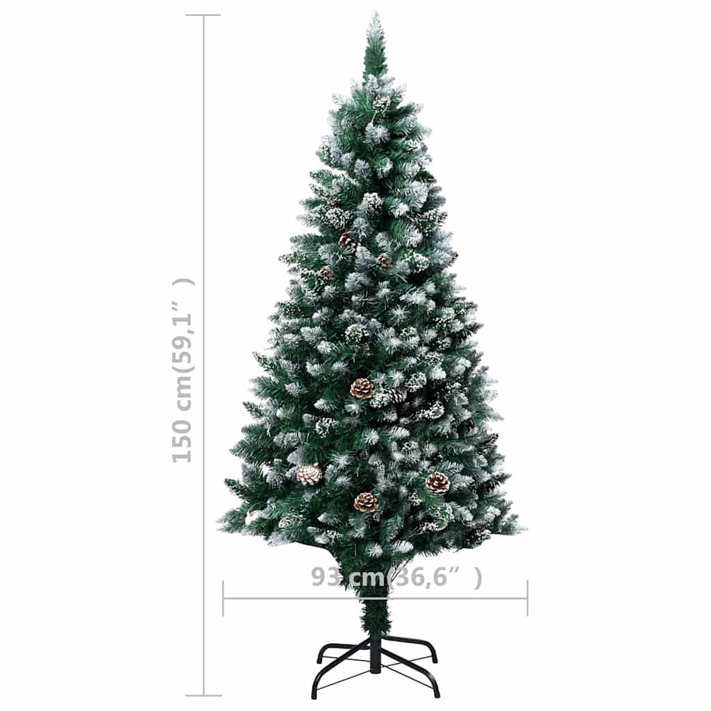 vidaXL Artificial Pre-lit Christmas Tree with Ball Set&Pine Cones 150 cm
