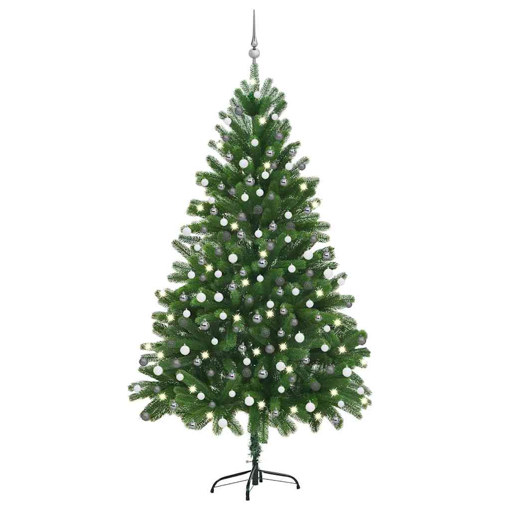 vidaXL Artificial Pre-lit Christmas Tree with Ball Set 210 cm Green