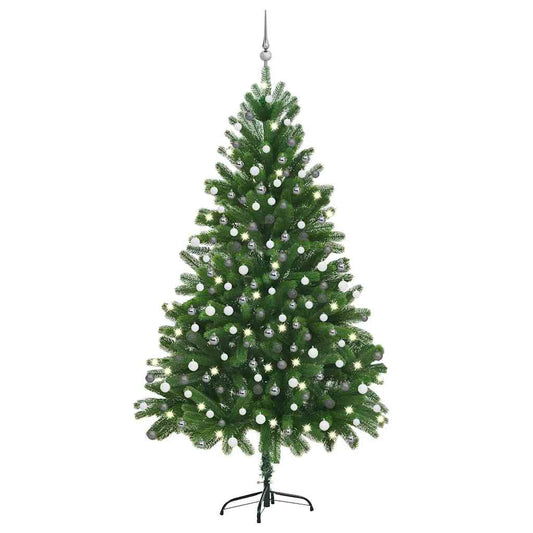 vidaXL Artificial Pre-lit Christmas Tree with Ball Set 210 cm Green