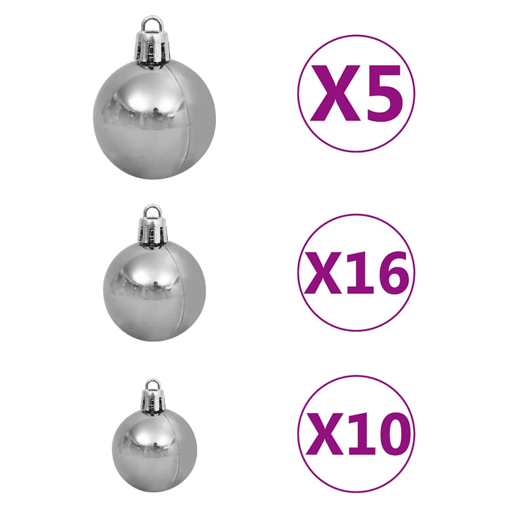 vidaXL Artificial Pre-lit Christmas Tree with Ball Set 210 cm Green