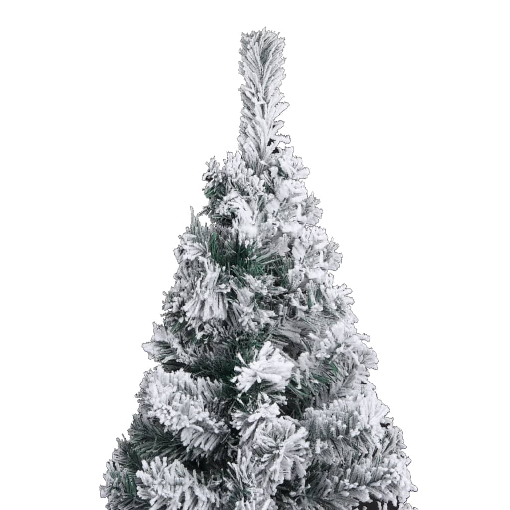 vidaXL Slim Pre-lit Christmas Tree with Flocked Snow Green 180 cm PVC