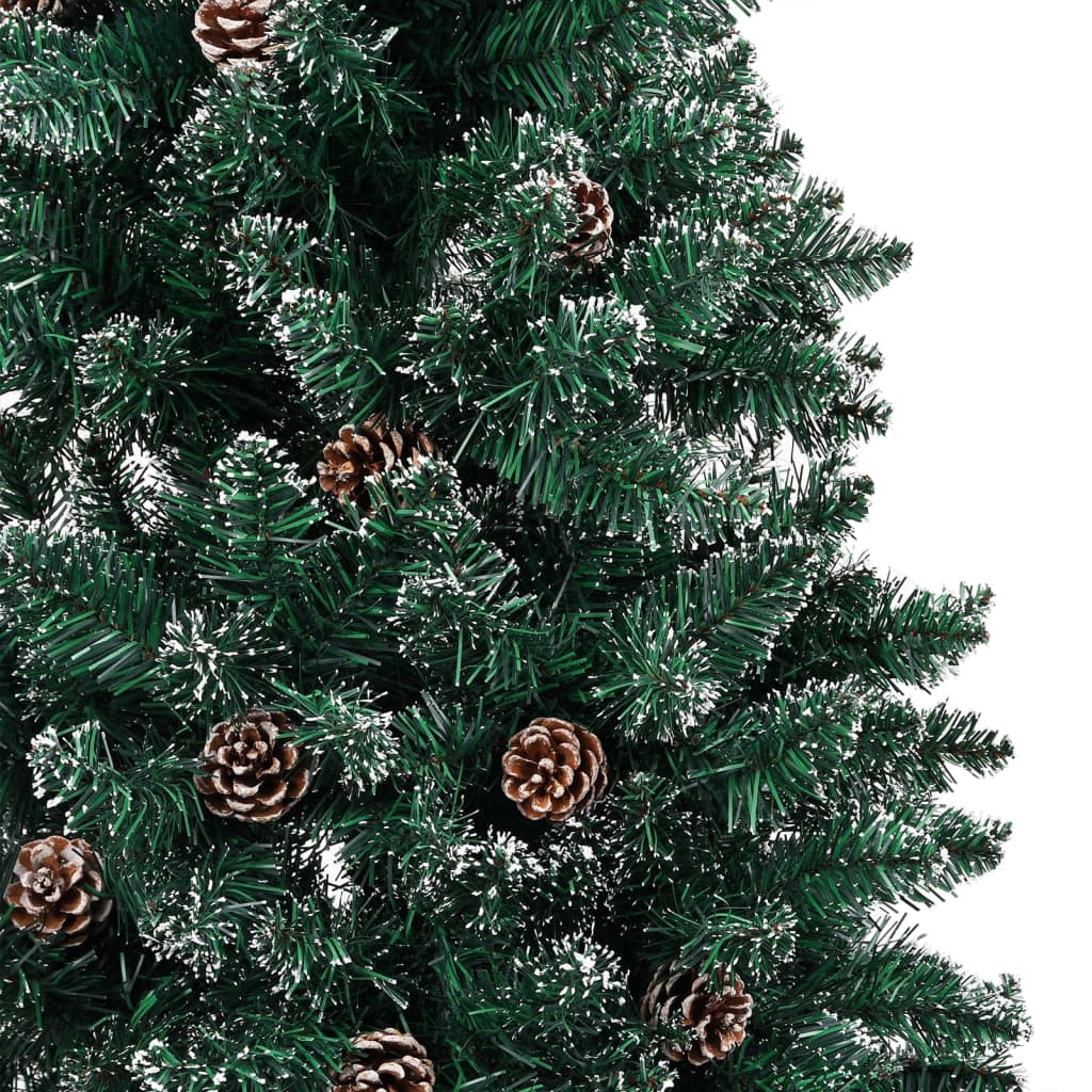 vidaXL Slim Pre-lit Christmas Tree with Real Wood&White Snow Green 180 cm