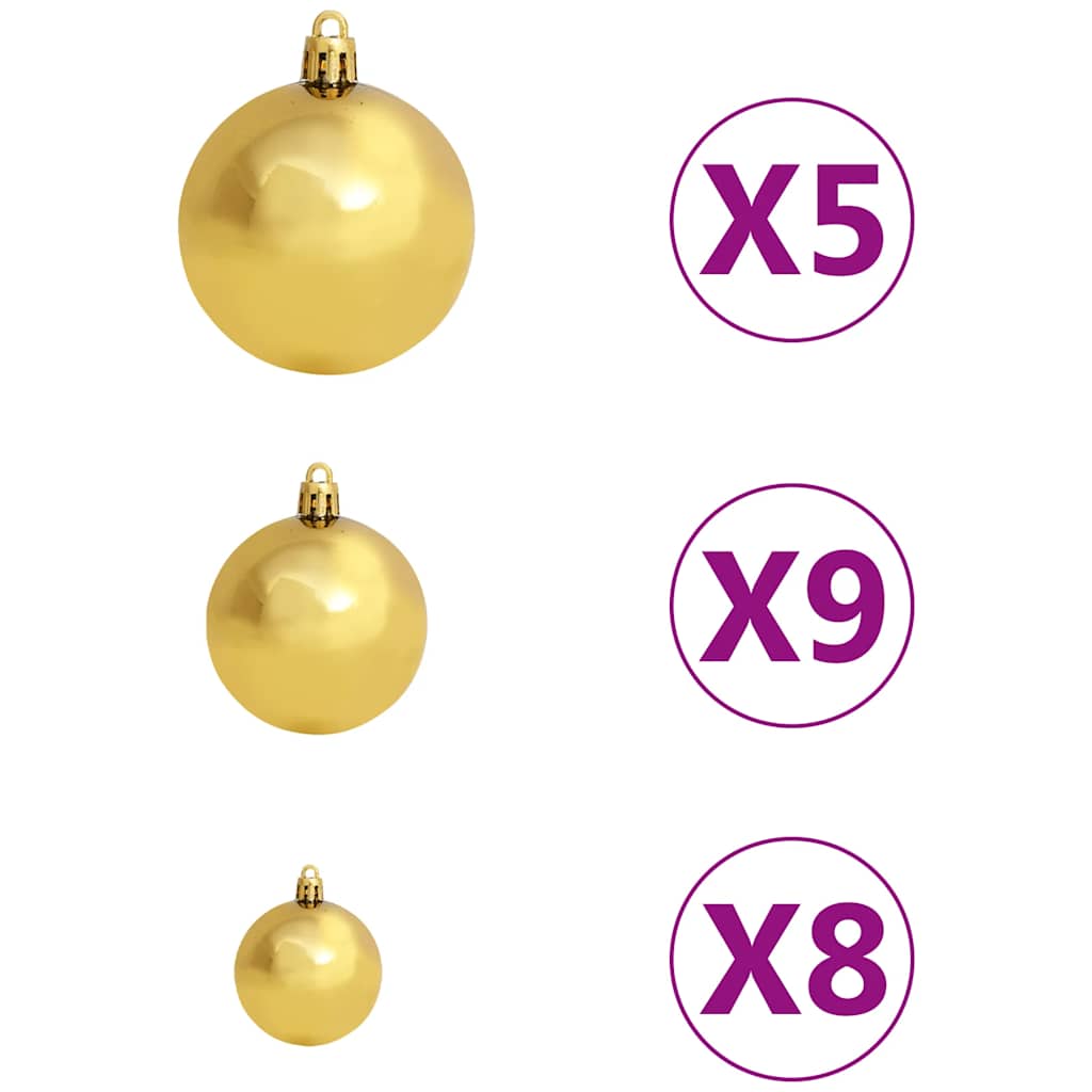vidaXL Slim Artificial Pre-lit Christmas Tree with Ball Set Green 180 cm