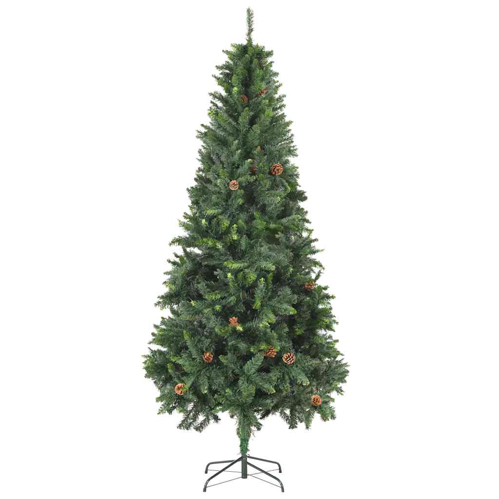 vidaXL Artificial Pre-lit Christmas Tree with Ball Set&Pine Cones 210 cm