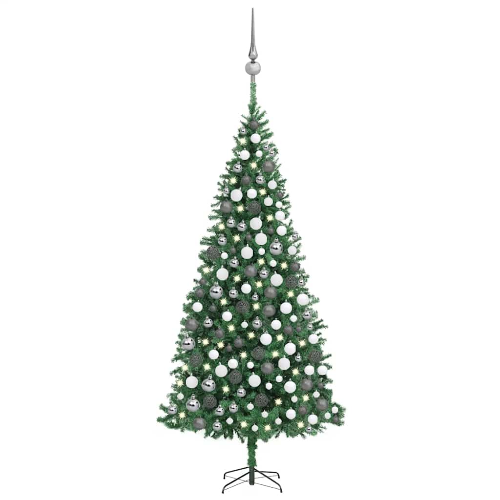 vidaXL Artificial Pre-lit Christmas Tree with Ball Set LEDs 300 cm Green