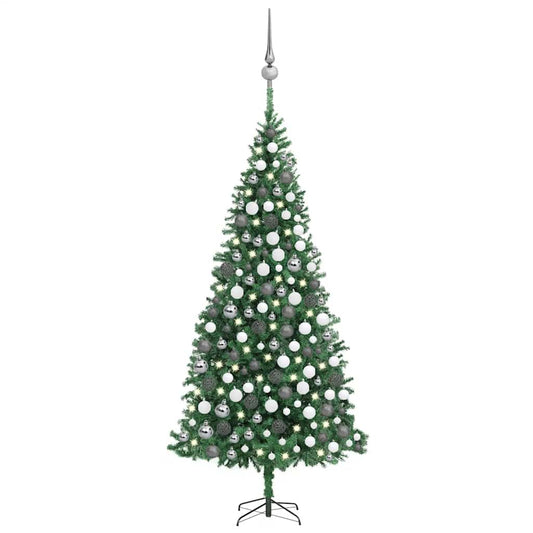 vidaXL Artificial Pre-lit Christmas Tree with Ball Set LEDs 300 cm Green