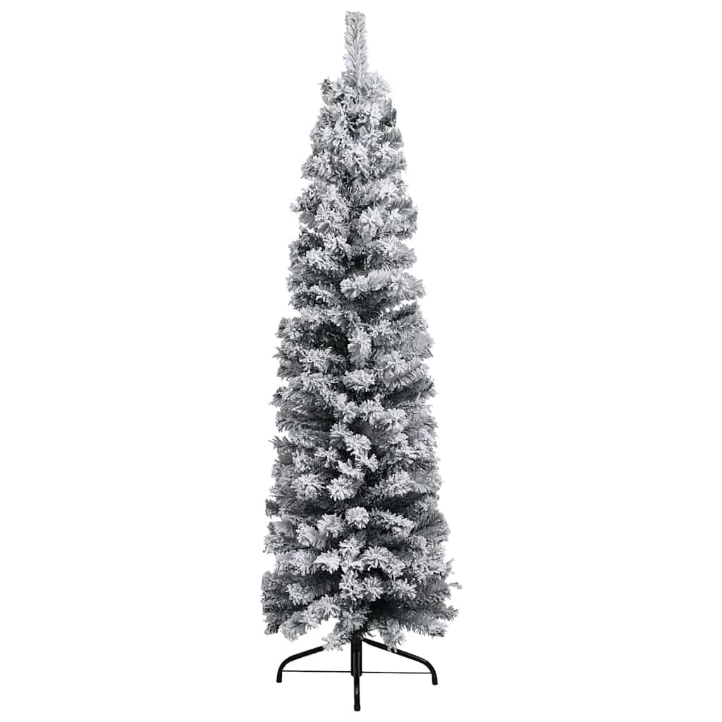vidaXL Slim Pre-lit Christmas Tree with Ball Set&Flocked Snow Green 120 cm