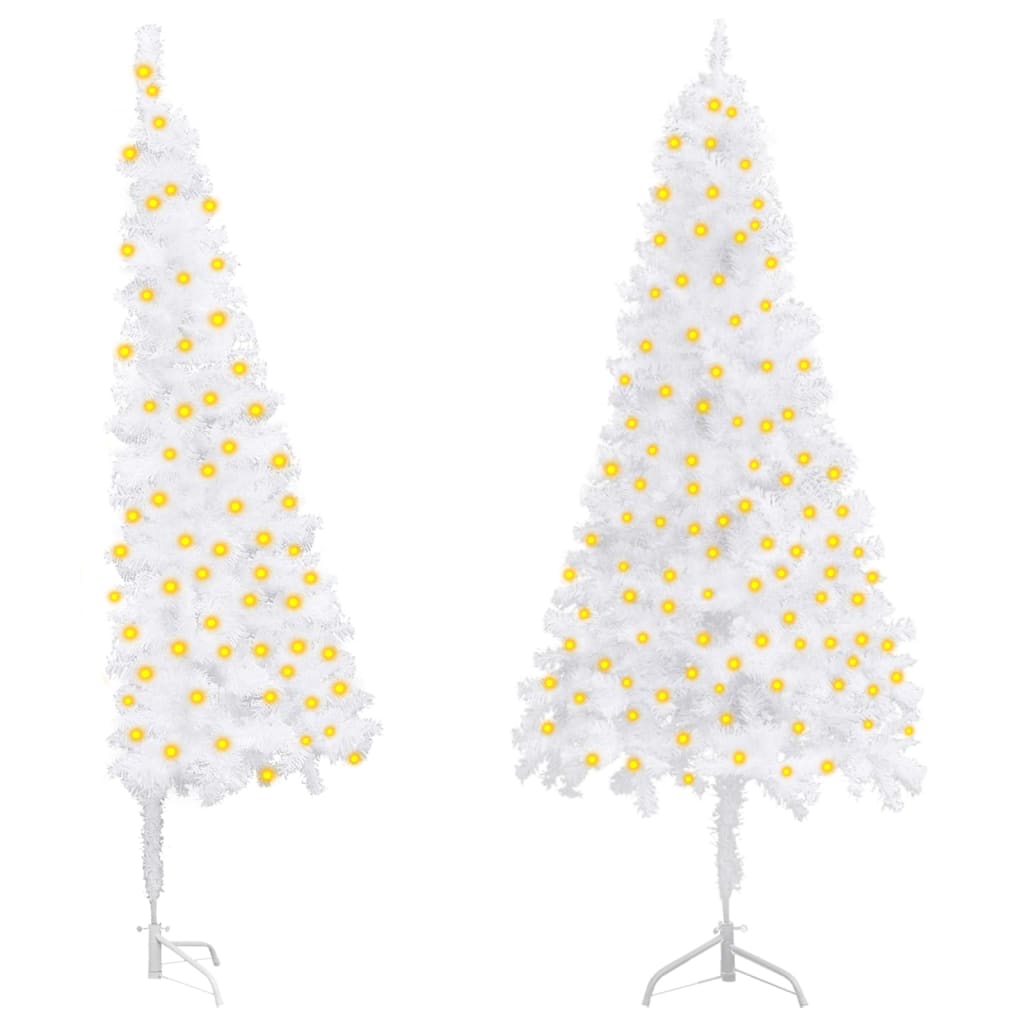 vidaXL Corner Artificial Pre-lit Christmas Tree White 240 cm PVC