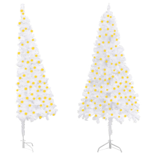 vidaXL Corner Artificial Pre-lit Christmas Tree White 240 cm PVC