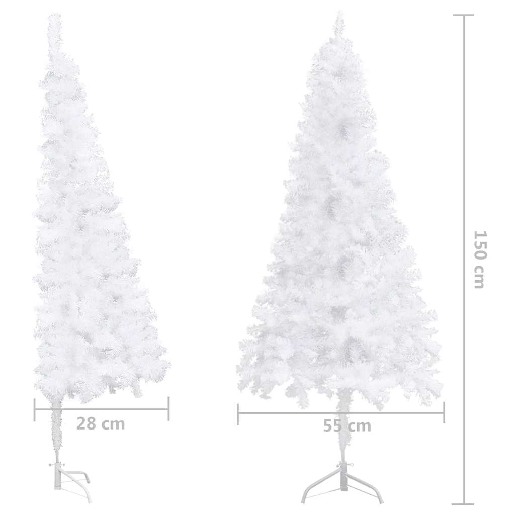 vidaXL Corner Artificial Christmas Tree LEDs&Ball Set White 150 cm PVC