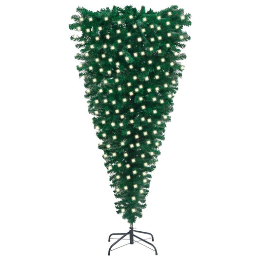vidaXL Upside-down Artificial Pre-lit Christmas Tree Green 210 cm