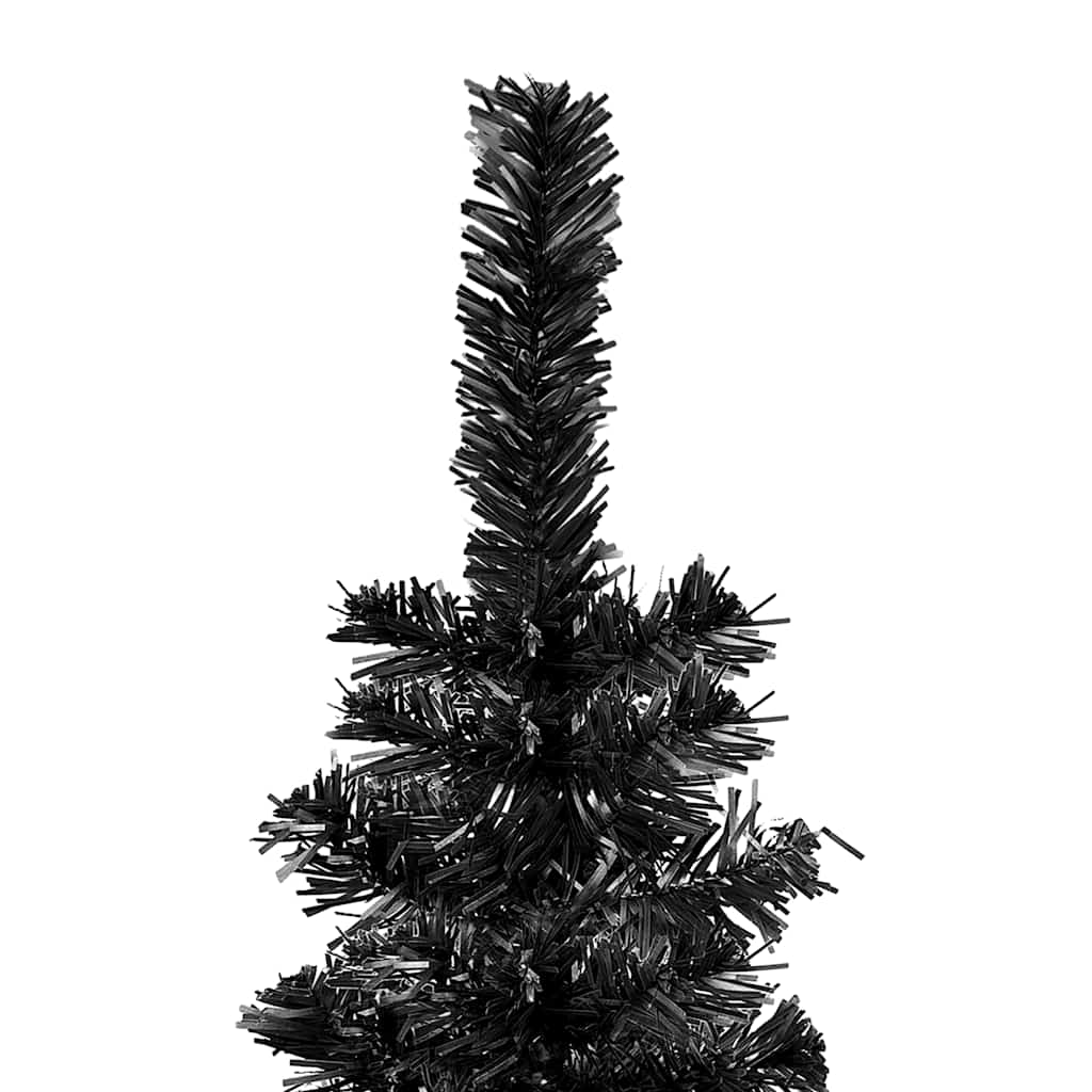 vidaXL Slim Pre-lit Christmas Tree with Ball Set Black 210 cm