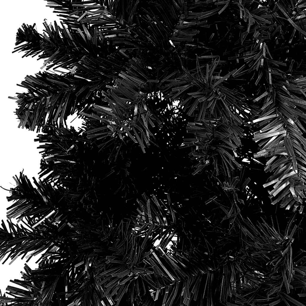 vidaXL Slim Pre-lit Christmas Tree with Ball Set Black 210 cm