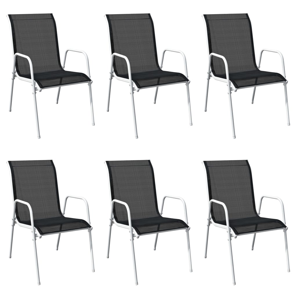 vidaXL 7 Piece Outdoor Dining Set Steel Black