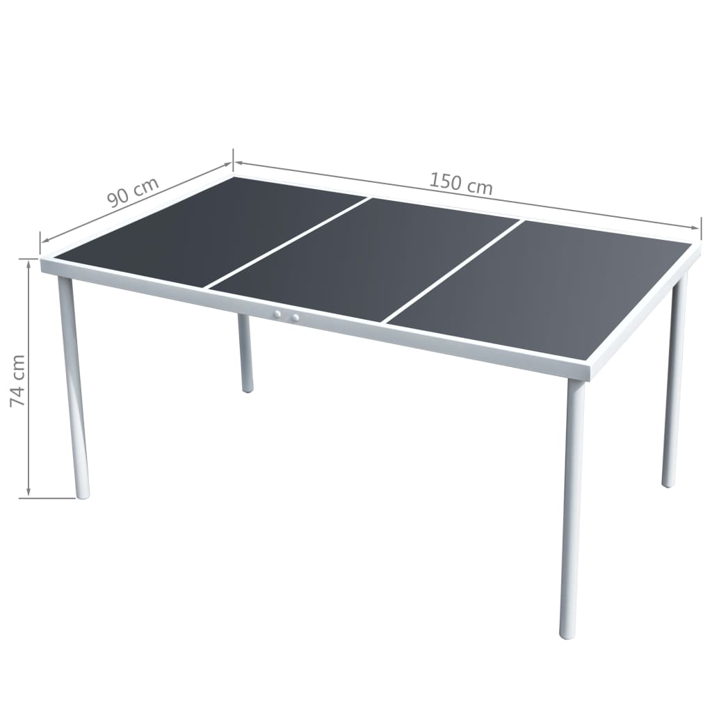 vidaXL 7 Piece Outdoor Dining Set Steel Black