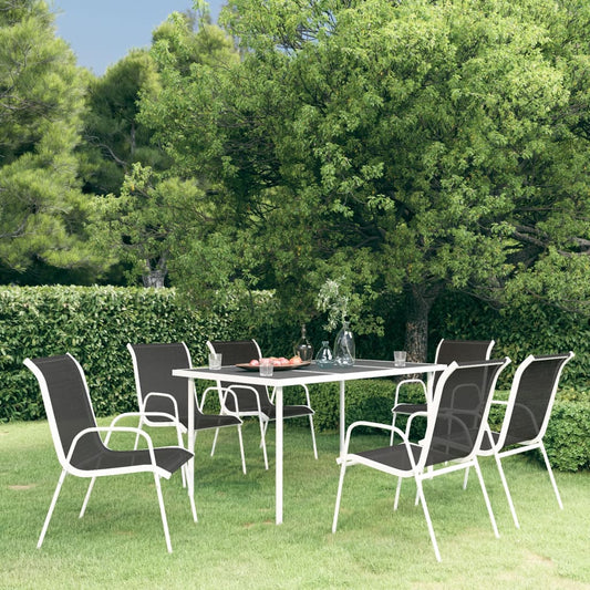 vidaXL 7 Piece Outdoor Dining Set Steel Black