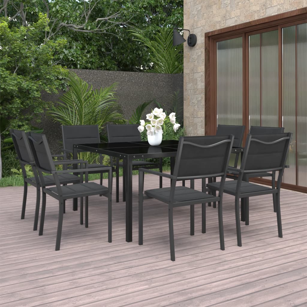 vidaXL 9 Piece Outdoor Dining Set Steel