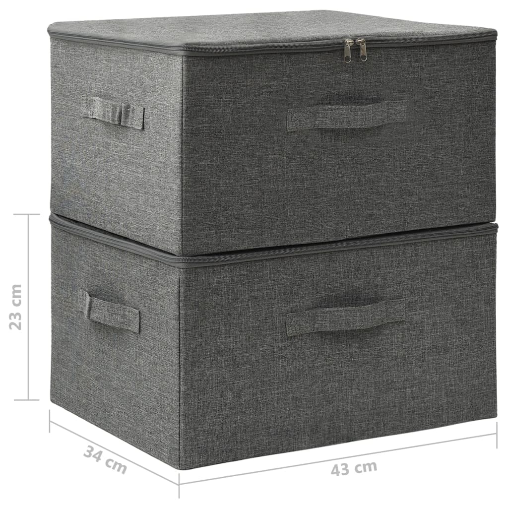 vidaXL Storage Boxes 2 pcs Fabric 43x34x23 cm Anthracite