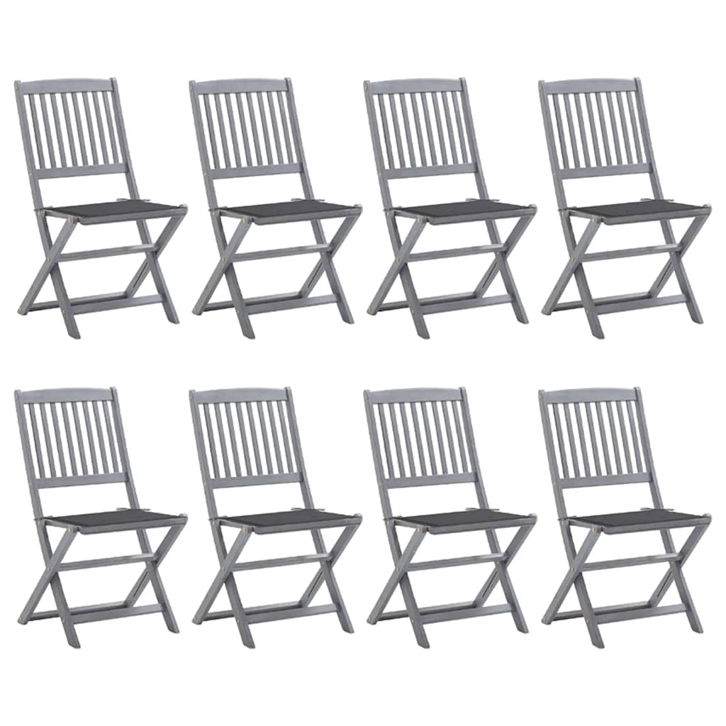 vidaXL Folding Outdoor Chairs 8 pcs with Cushions Solid Acacia Wood