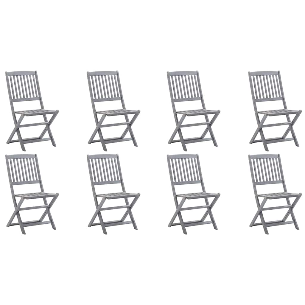 vidaXL Folding Outdoor Chairs 8 pcs with Cushions Solid Acacia Wood