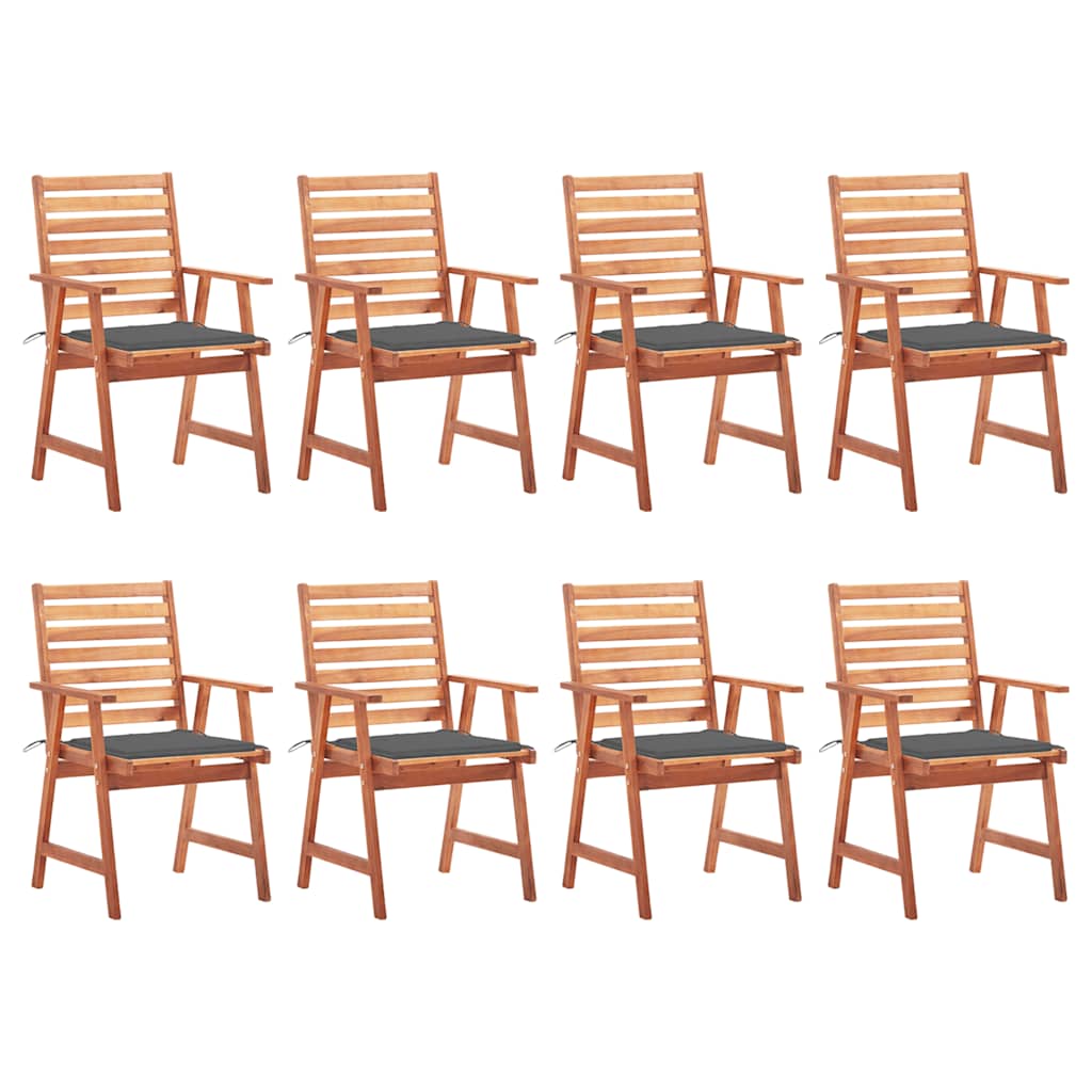 vidaXL Outdoor Dining Chairs 8 pcs with Cushions Solid Acacia Wood