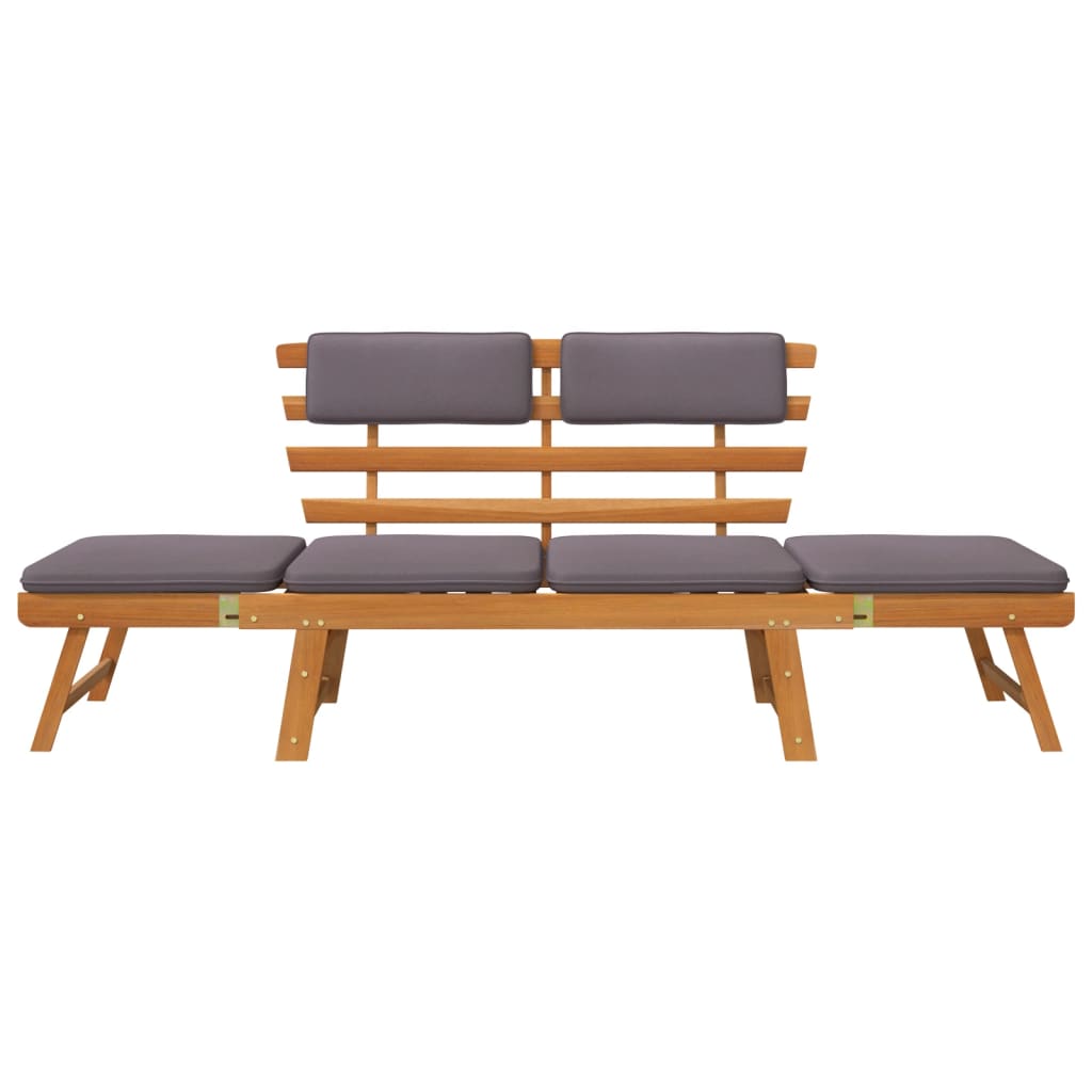 vidaXL Garden Bench with Cushions 2-in-1 190 cm Solid Acacia Wood