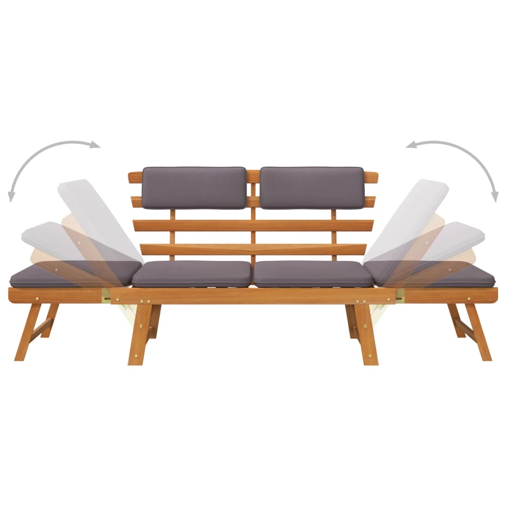 vidaXL Garden Bench with Cushions 2-in-1 190 cm Solid Acacia Wood
